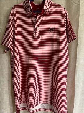 Red & White Striped Kids Polo Shirt with Embroidered Logo